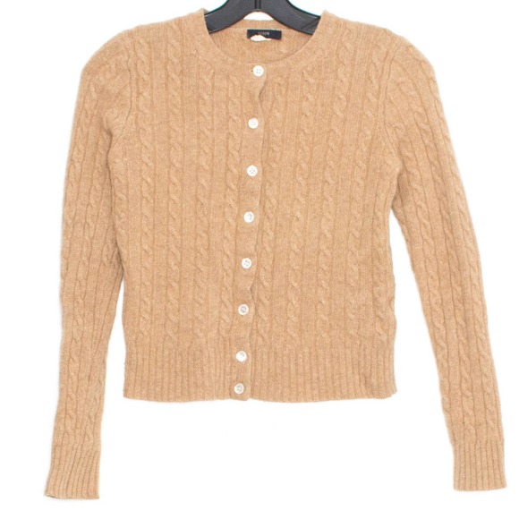 J. Crew Sweaters - J Crew Womens Cardigan Sweater Wool Angora Cashmere Button Up Brown Small GC